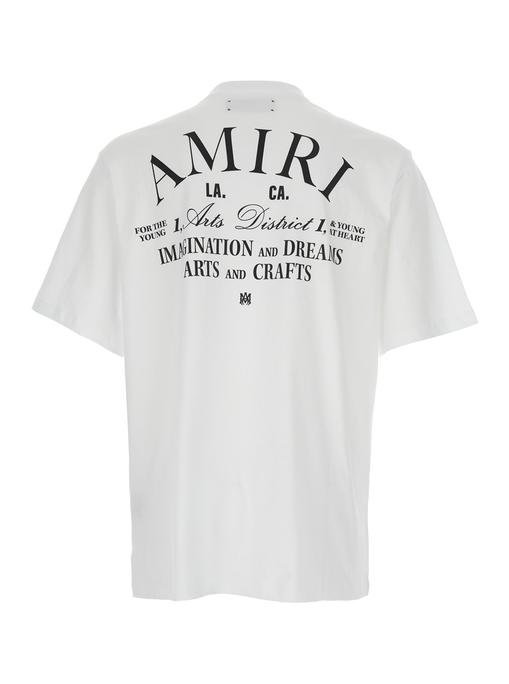 White Crew Neck T-Shirt with Logo Lettering on Front and Back in Cotton for Men Tshirts Polo Shirts