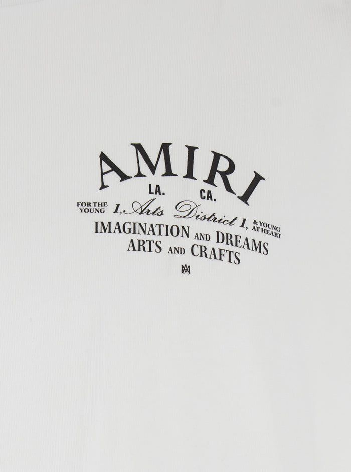 White Crew Neck T-Shirt with Logo Lettering on Front and Back in Cotton for Men Tshirts Polo Shirts