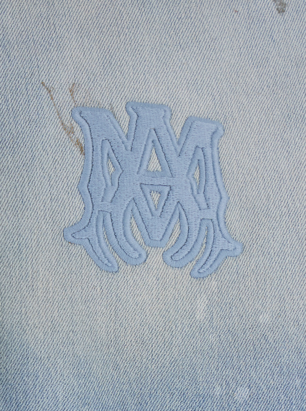 Light Blue Jacket with Fixed Hood and Logo Embroidery on Front Back in Denim for Men Cotton Outerwear