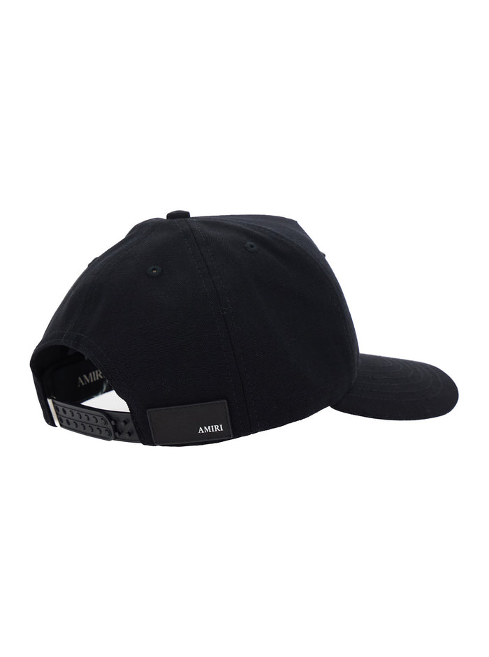Black Cotton Baseball Cap With Front And Side Logo For Men Hats Gloves