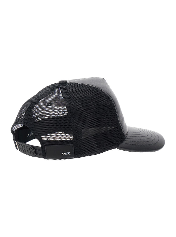 Black Baseball Cap With Mesh Inserts And Logo Patch Leather For Men Sheep Hats Gloves