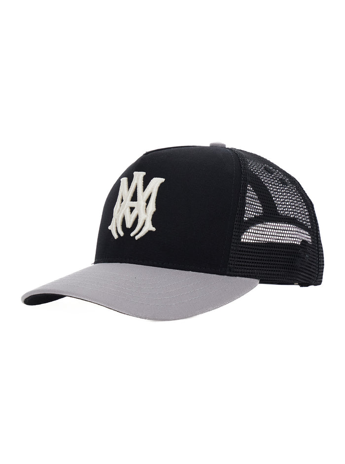 Black Baseball Cap With Logo On The Front And Mesh Panels Cotton For Men Hats Gloves