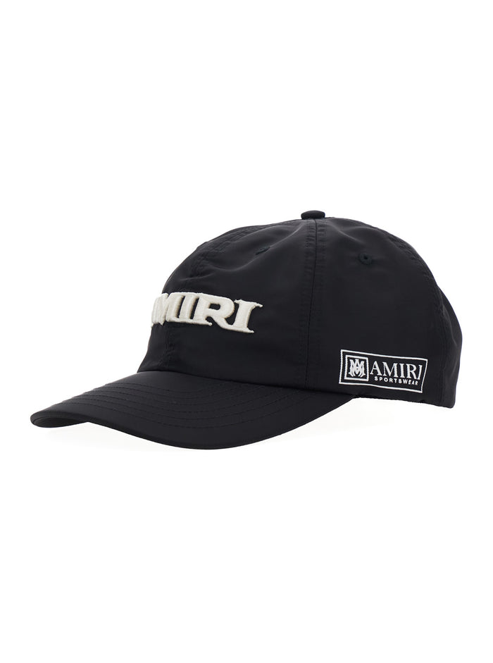 Black Baseball Cap With Logo Lettering Embroidery Tech Fabric For Men Nylon Hats And Gloves