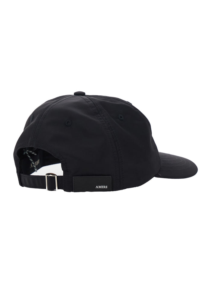 Black Baseball Cap With Logo Lettering Embroidery Tech Fabric For Men Nylon Hats And Gloves