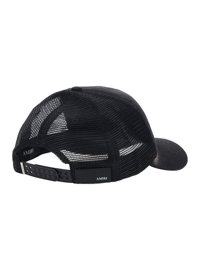 Black Baseball Cap With Maxi Logo On The Front Cotton For Men Hats And Gloves