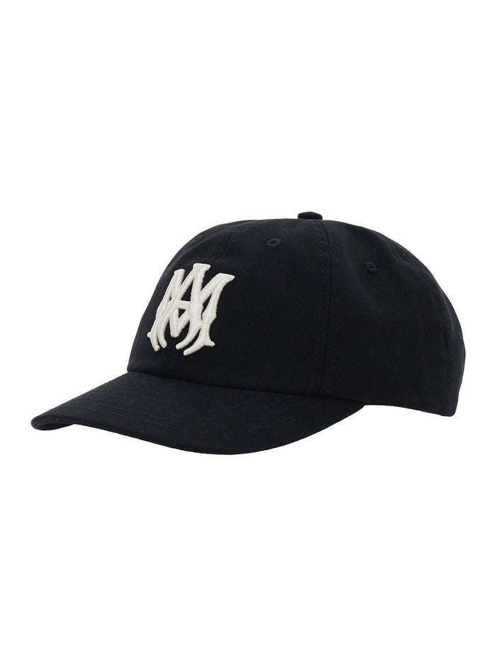 Black Baseball Cap With Maxi Logo On The Front Cotton For Men Hats And Gloves