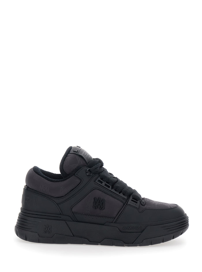 Ma-1 Black Low Top Sneakers With Side Logo Detail Fabric And Leather For Men Cow