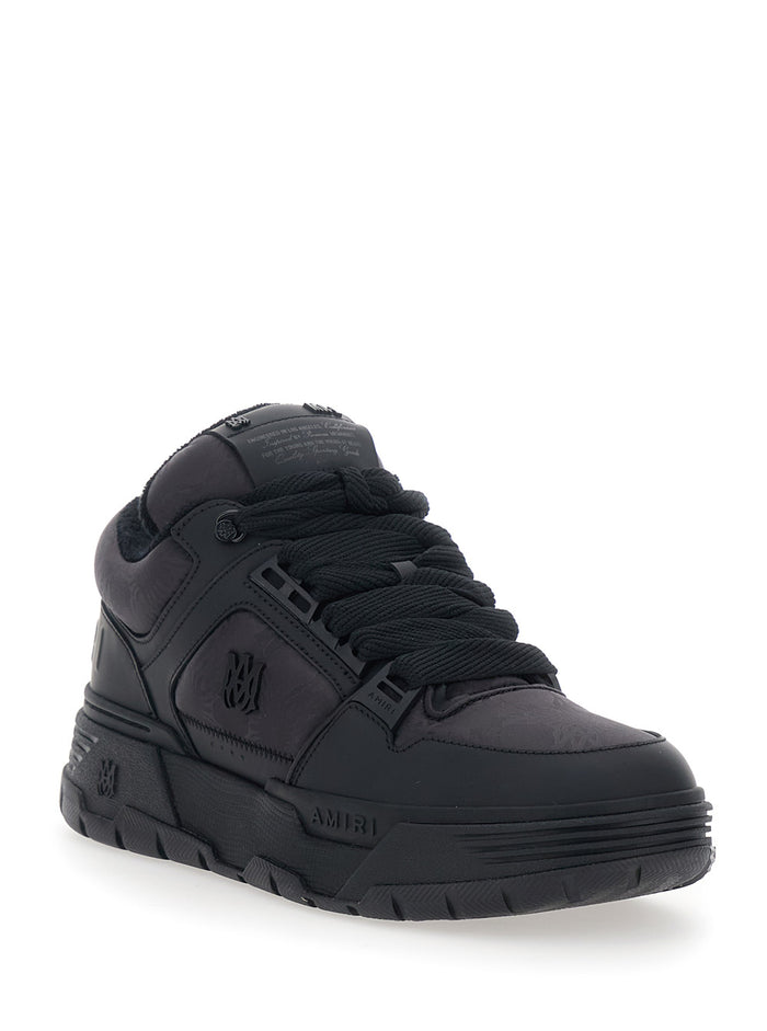 Ma-1 Black Low Top Sneakers With Side Logo Detail Fabric And Leather For Men Cow