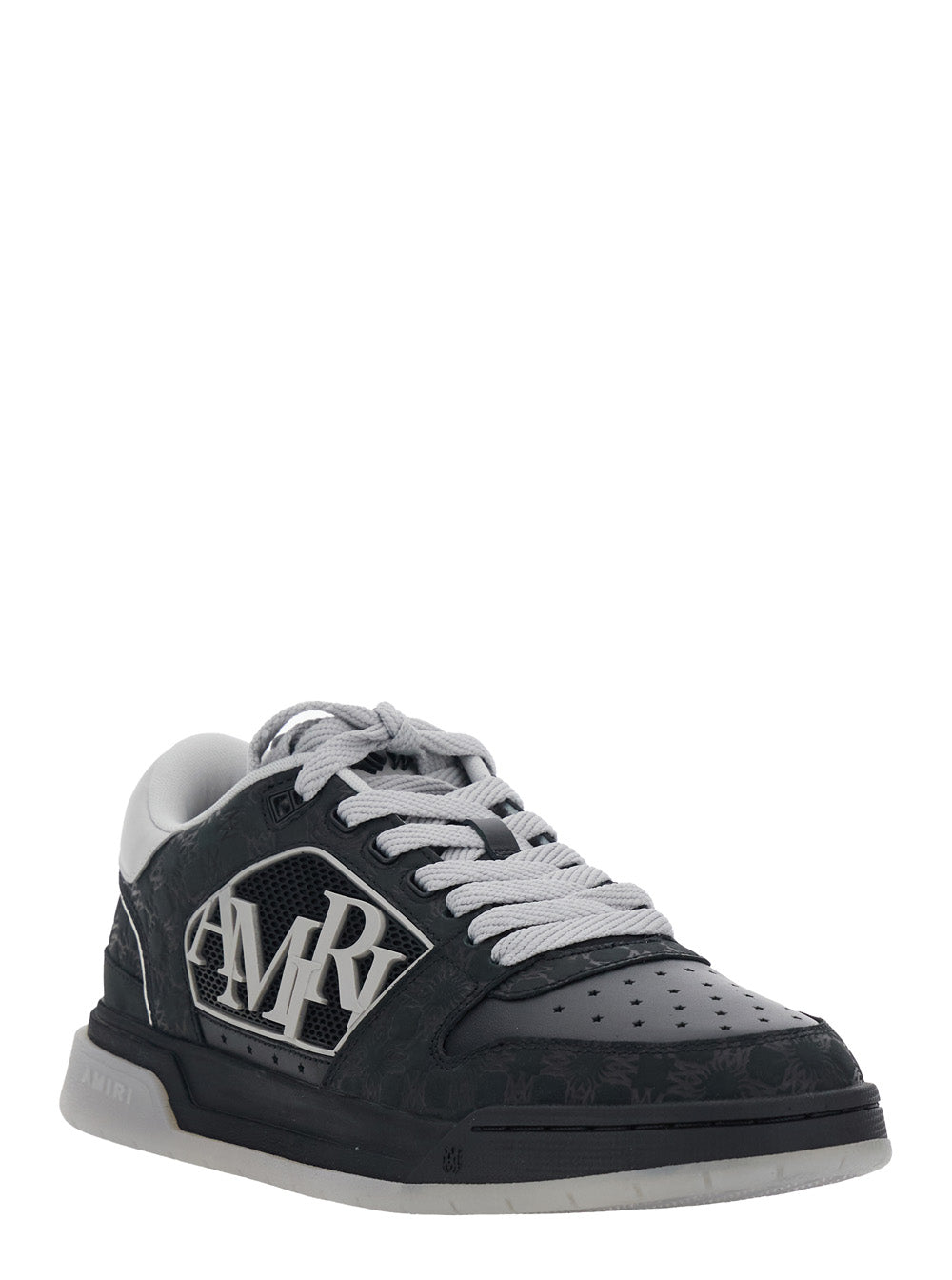 Sneaker Classic Low With Maxi Logo On The Side And Tone-On-Tone Ma Quad Motif Black Leather For Men Cow