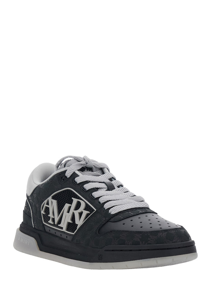 Sneaker Classic Low With Maxi Logo On The Side And Tone-On-Tone Ma Quad Motif Black Leather For Men Cow