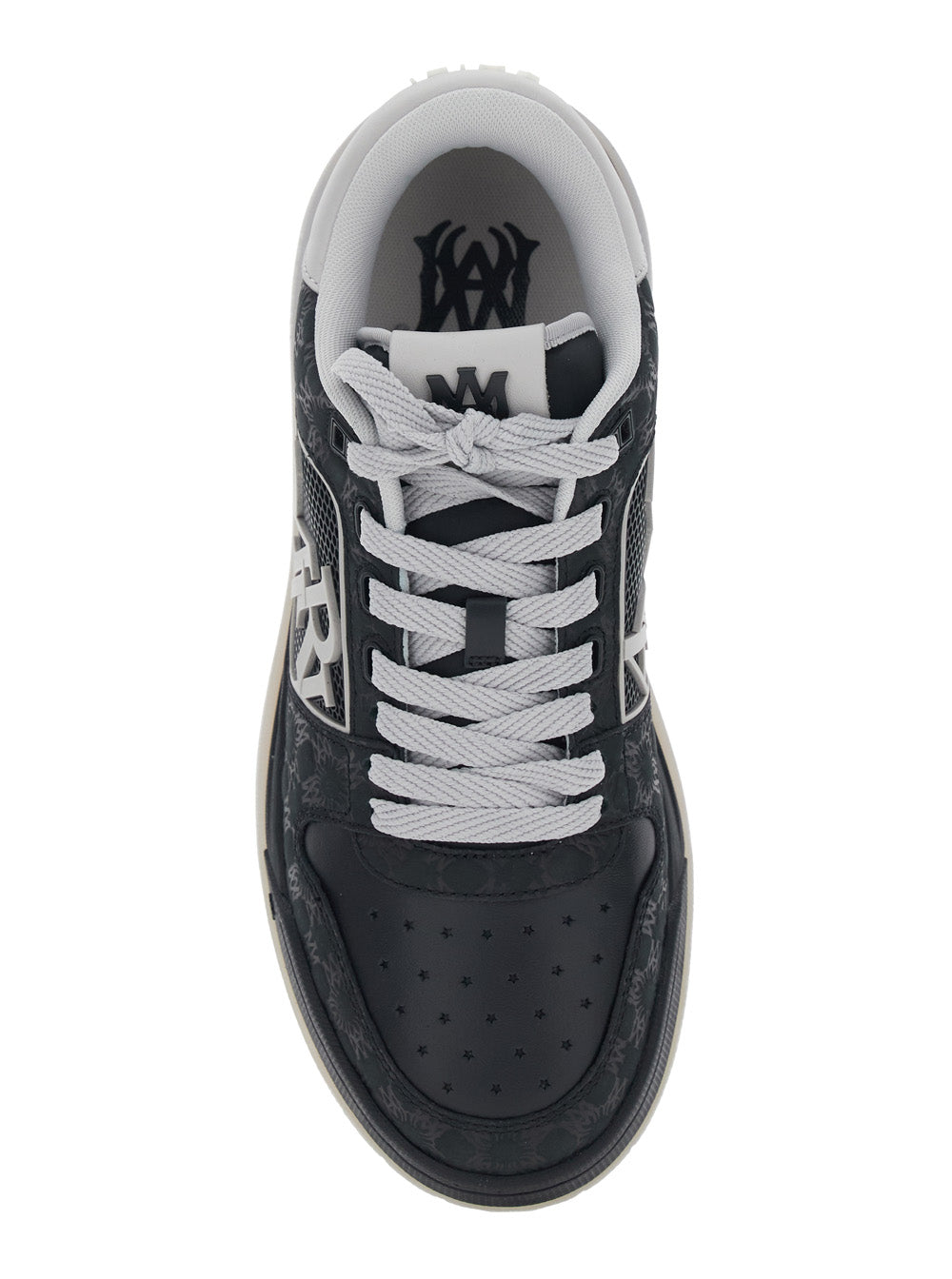 Sneaker Classic Low With Maxi Logo On The Side And Tone-On-Tone Ma Quad Motif Black Leather For Men Cow