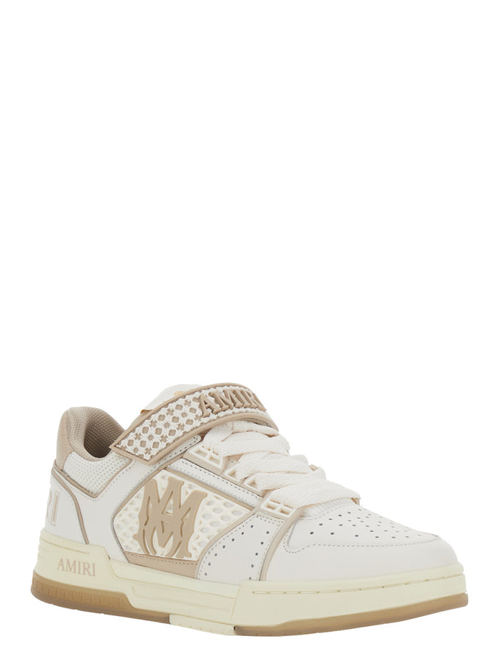 Sneaker Skyline With Maxi Logo On The Side And Velcro Strap Beige Leather For Men Cow