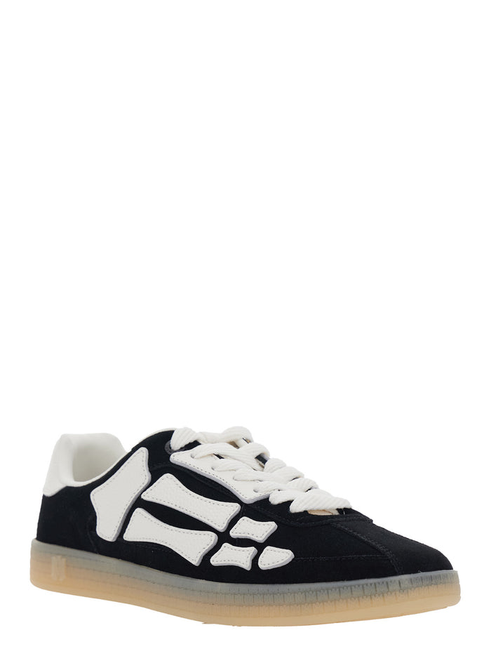 Sneaker Pacific Bones Low Top With Logo Patch On The Tongue And Lettering Heel Black Suede For Men Cow