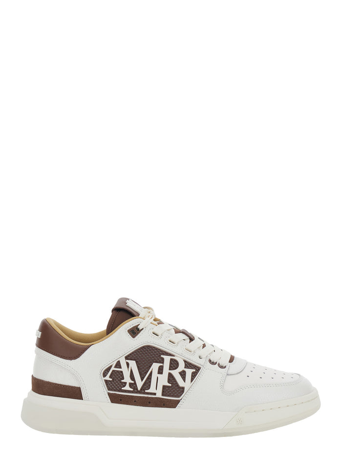 Classic Low White Sneaker With Maxi Logo On The Side And Ma Tone-On-Tone Motif Leather For Men Cow