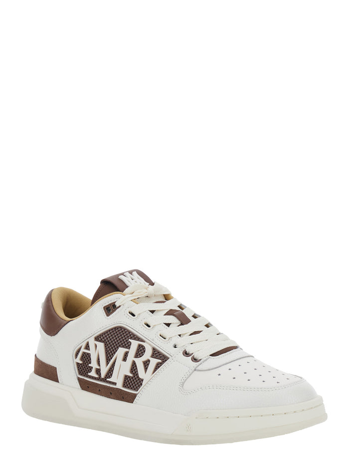Classic Low White Sneaker With Maxi Logo On The Side And Ma Tone-On-Tone Motif Leather For Men Cow