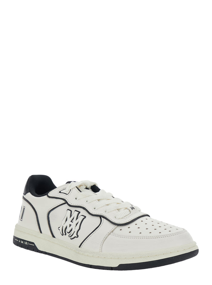 Newport White Sneakers Low Top With Logo Patch On The Side And Contrasting Heel Leather Lettering For Men