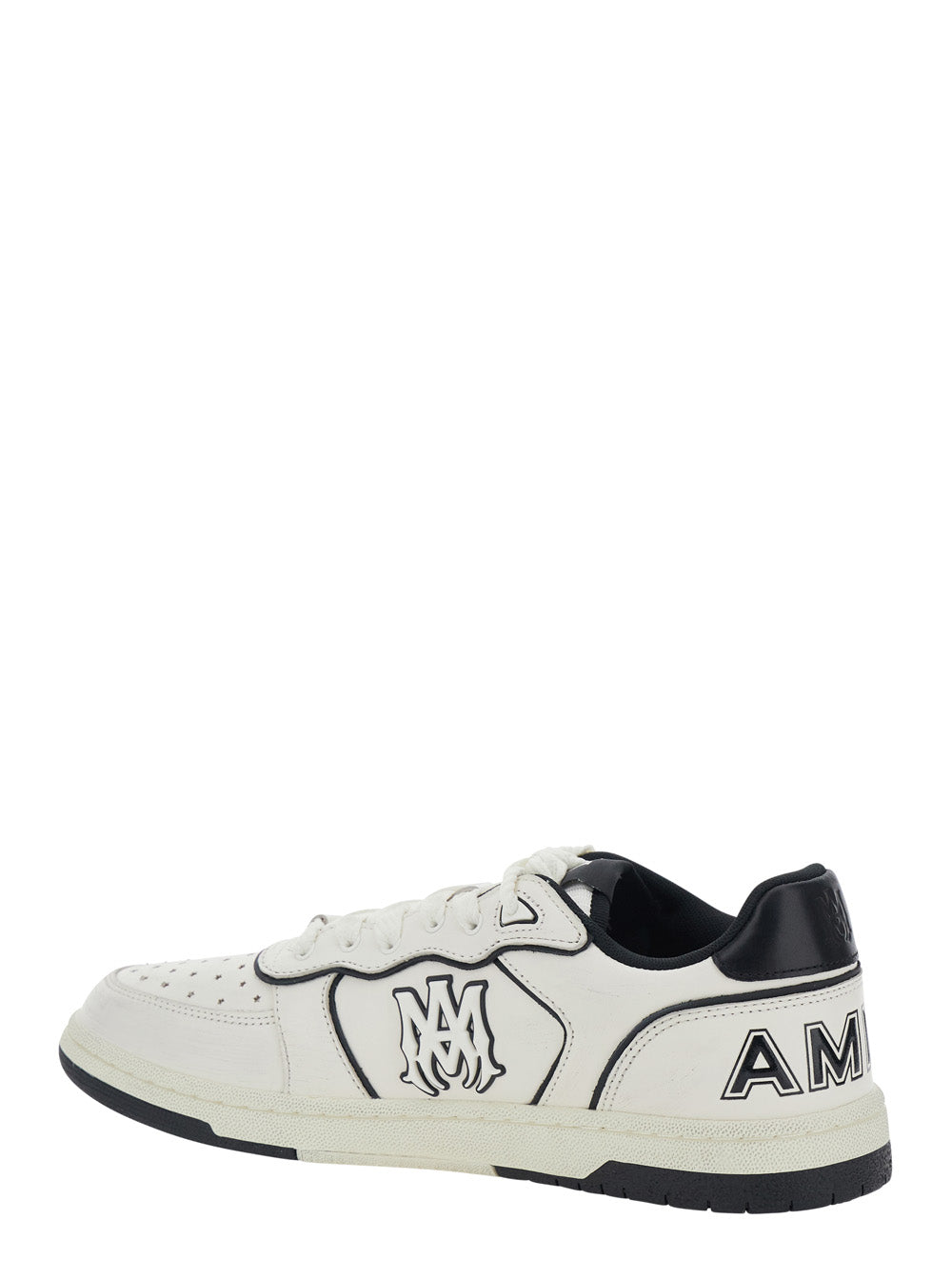 Newport White Sneakers Low Top With Logo Patch On The Side And Contrasting Heel Leather Lettering For Men