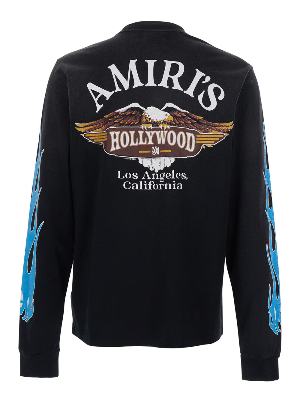 Black T-Shirt With Flames Motif On Sleeves For Men Cotton Tshirts And Polo Shirts