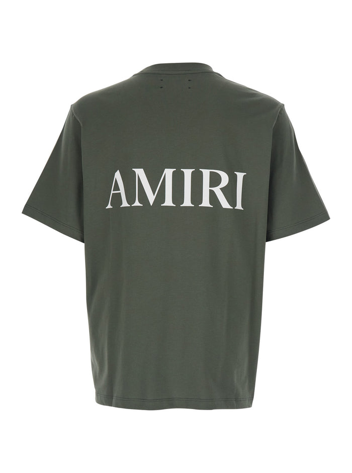 Crew Neck T-Shirt With Logo Print On The Front Green For Men Cotton Tshirts And Polo Shirts