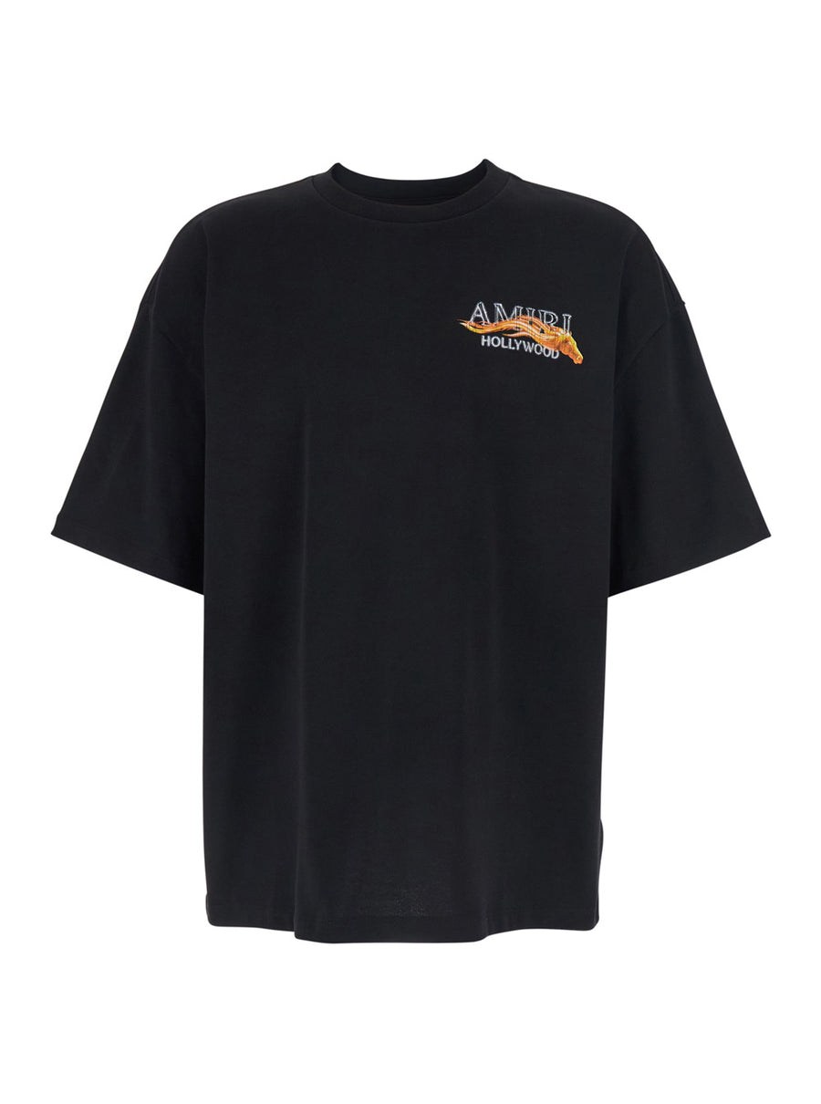 T-Shirt Black Logo Print Cotton T-shirts