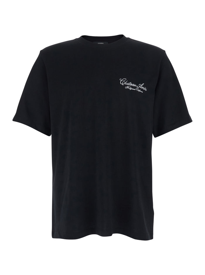 Crew Neck T-Shirt With Logo Detail On The Front And Maxi Back Black Cotton For Men Tshirts Polo Shirts