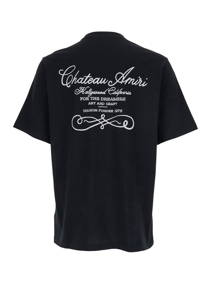 Crew Neck T-Shirt With Logo Detail On The Front And Maxi Back Black Cotton For Men Tshirts Polo Shirts
