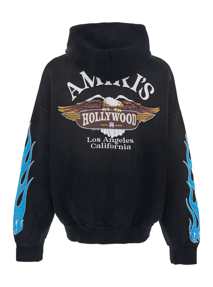 Black Hoodie with Front Logo and Maxi on the Back for Men Cotton Sweatshirts