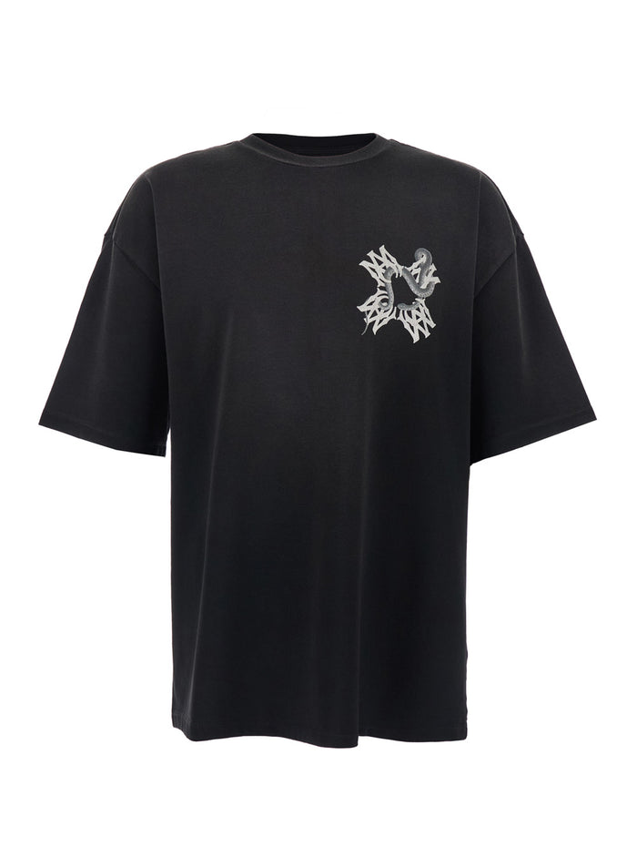 Black T-Shirt With Logo On The Front And Maxi Back Cotton Tshirts Polo Shirts