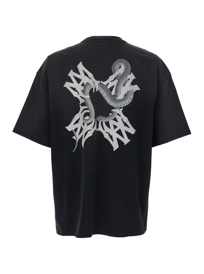 Black T-Shirt With Logo On The Front And Maxi Back Cotton Tshirts Polo Shirts