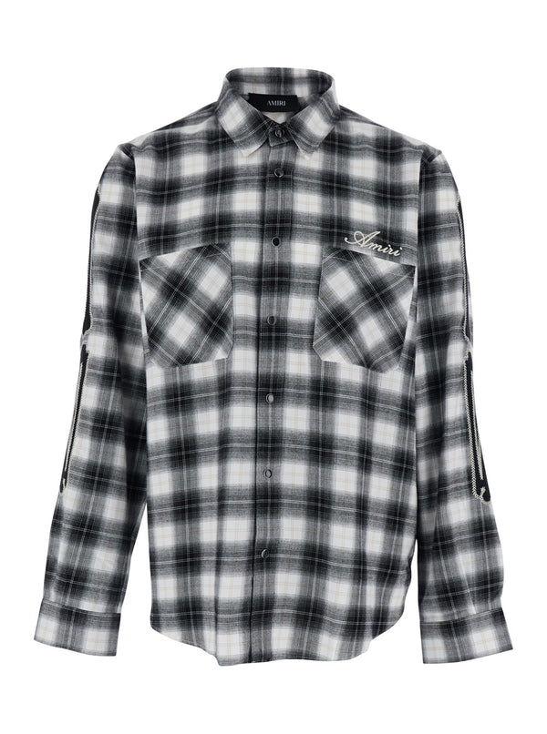 Shirt With Classic Collar, White-Black Cotton White/black