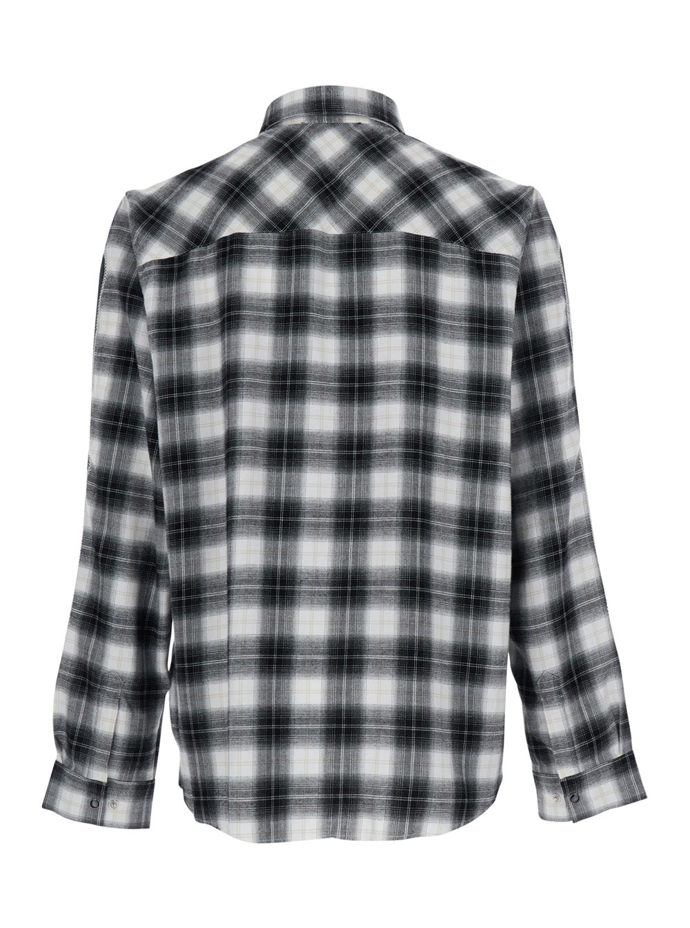 Shirt with Classic Collar and All-Over Check Motif in Multicolor Wool for Men White/black Cotton Blouses
