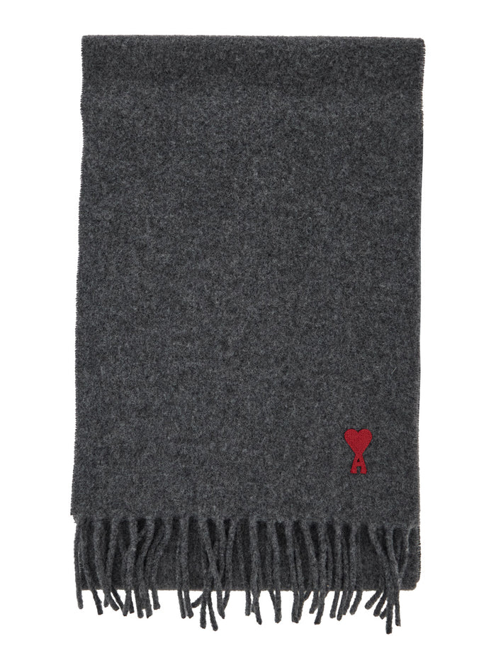 Grey Oversized Rectangular Scarf with ADC Patch on Front in Wool for Men Scarfs And Foulards