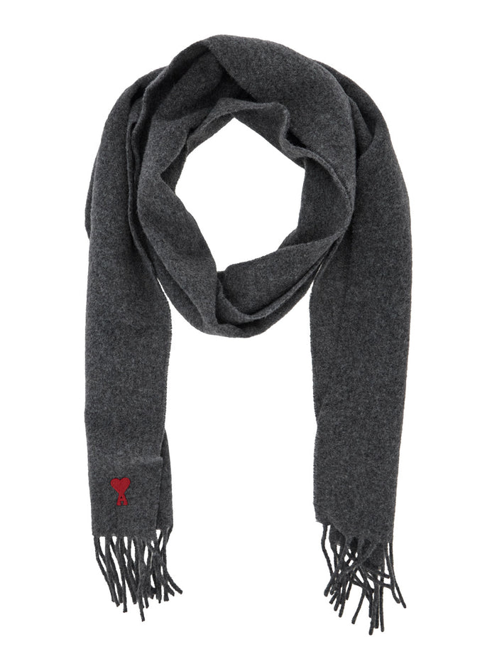 Grey Oversized Rectangular Scarf with ADC Patch on Front in Wool for Men Scarfs And Foulards