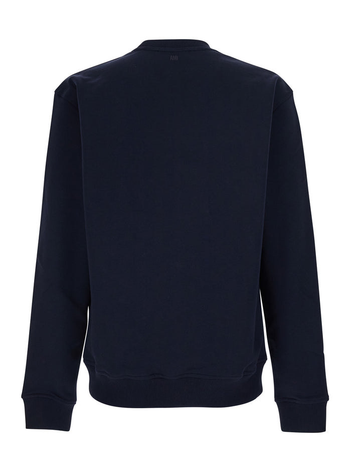 Blue Sweatshirt With Ami De Coeur Logo On The Front In Cotton Man Blu Sweatshirts