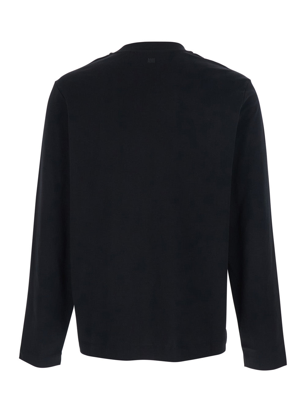 Black Long Sleeve T-Shirt with AMI de Coeur Logo on the Front in Cotton Man Biologic Tshirts And Polo Shirts