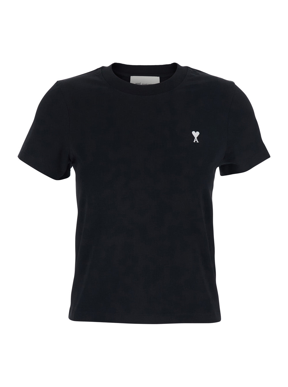 Black T-Shirt with ADC Embroidery on the Front in Cotton for Women Tshirts And Polo Shirts