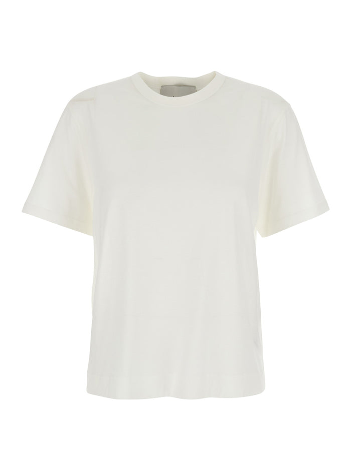 White T-Shirt with AMI de Coeur Patch in Cotton Woman Tshirts And Polo Shirts