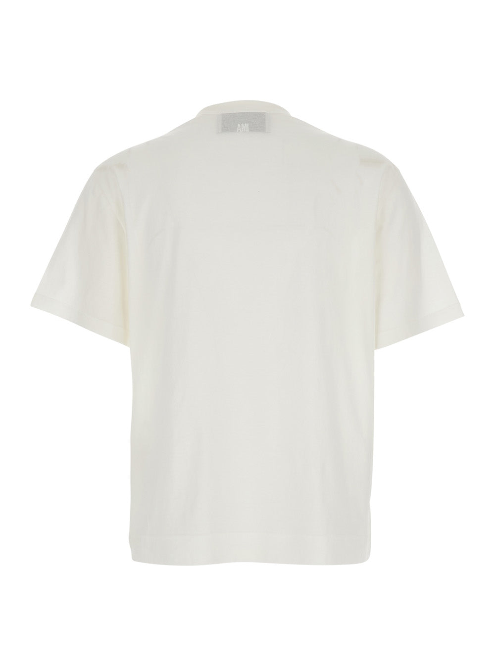 White T-Shirt with AMI de Coeur Patch in Cotton Woman Tshirts And Polo Shirts