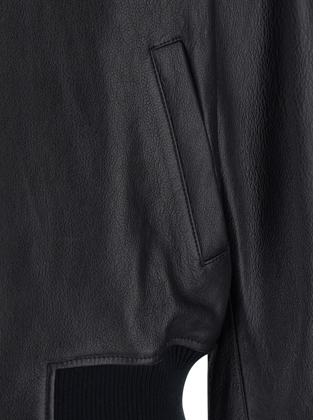 Black Jacket with Front Zip Closure and Long Sleeves in Leather Man Lamb Outerwear