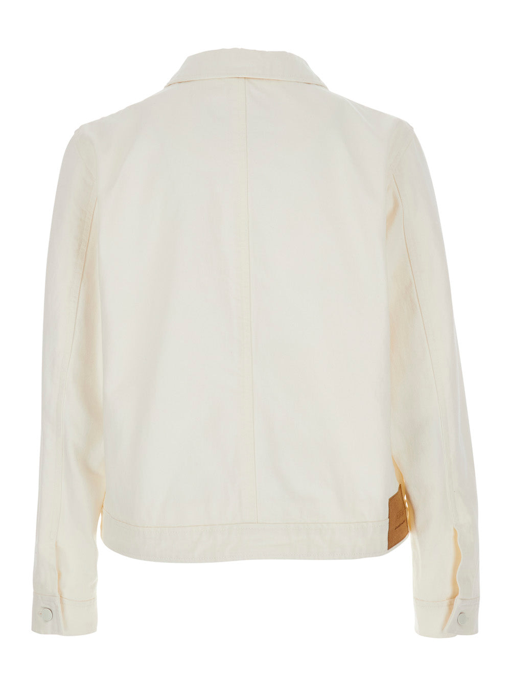 White Jacket with Classic Collar and Tone-on-Tone ADC Embroidery on the Front in Fabric for Men Outerwear