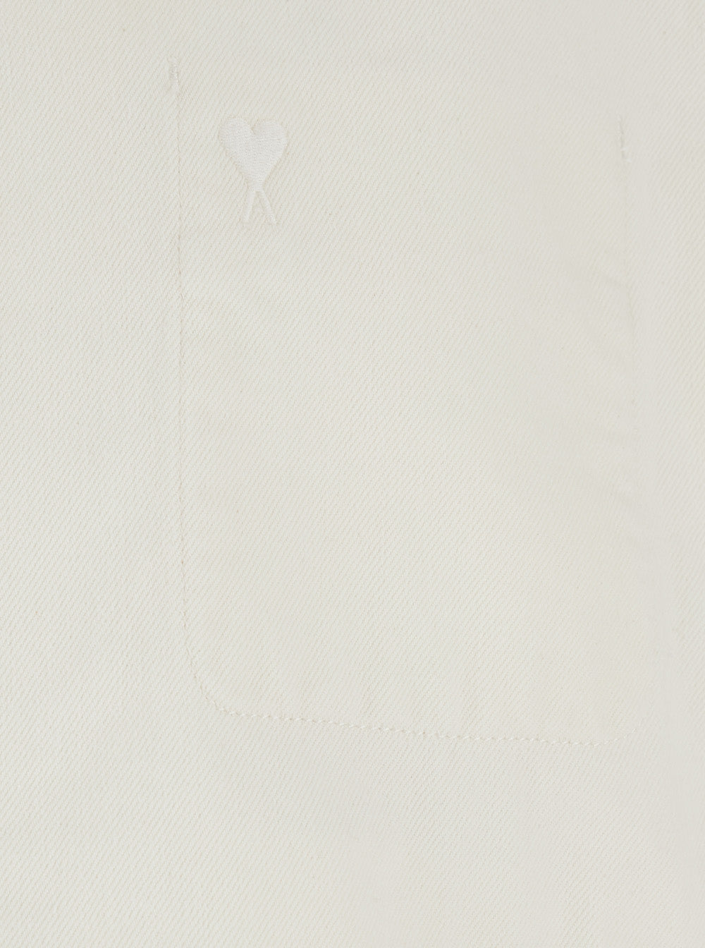 White Jacket with Classic Collar and Tone-on-Tone ADC Embroidery on the Front in Fabric for Men Outerwear