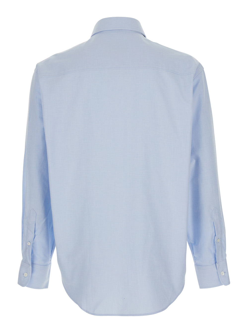 Light Blue Shirt With Button Down Collar And Adc Embroidery In Cotton Man Blouses