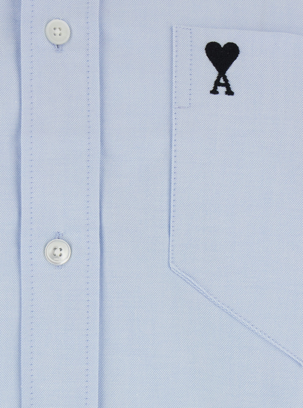 Light Blue Shirt With Button Down Collar And Adc Embroidery In Cotton Man Blouses