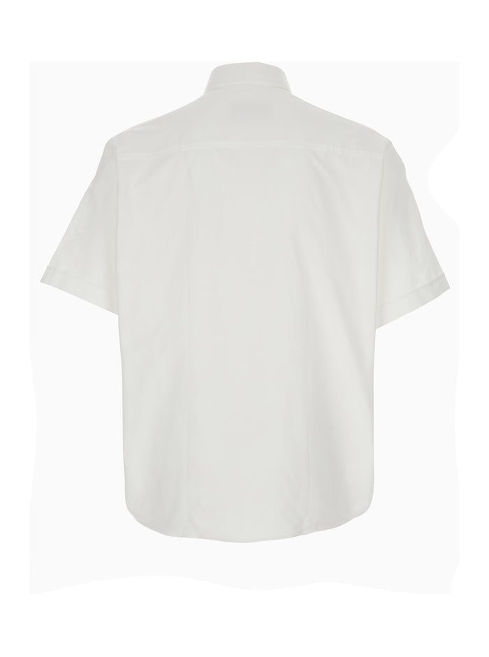Quota -boxy Short Sleeve Shirt With Button Down Collar And Embroidered Adc White Blouses