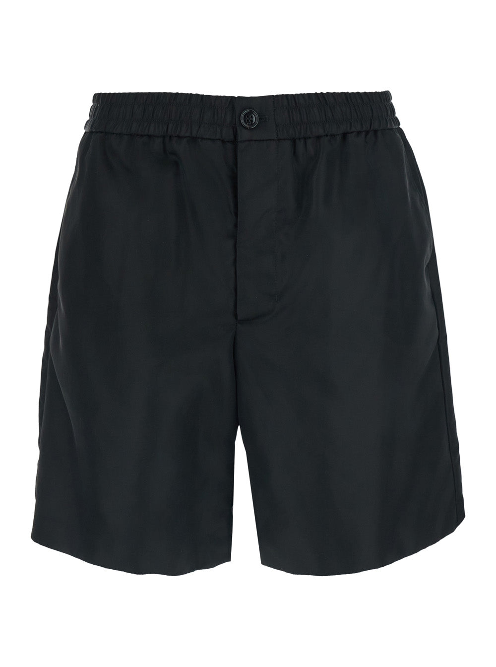 Black Shorts With Elastic Waist And Ami De Coeur Detail On The Back In Tech Fabric Man Bermuda