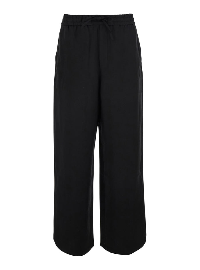 Pants Elasticated Waist Trousers Black With Elastic In Cotton Men