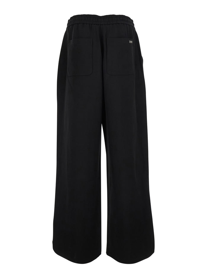 Pants Elasticated Waist Trousers Black With Elastic In Cotton Men