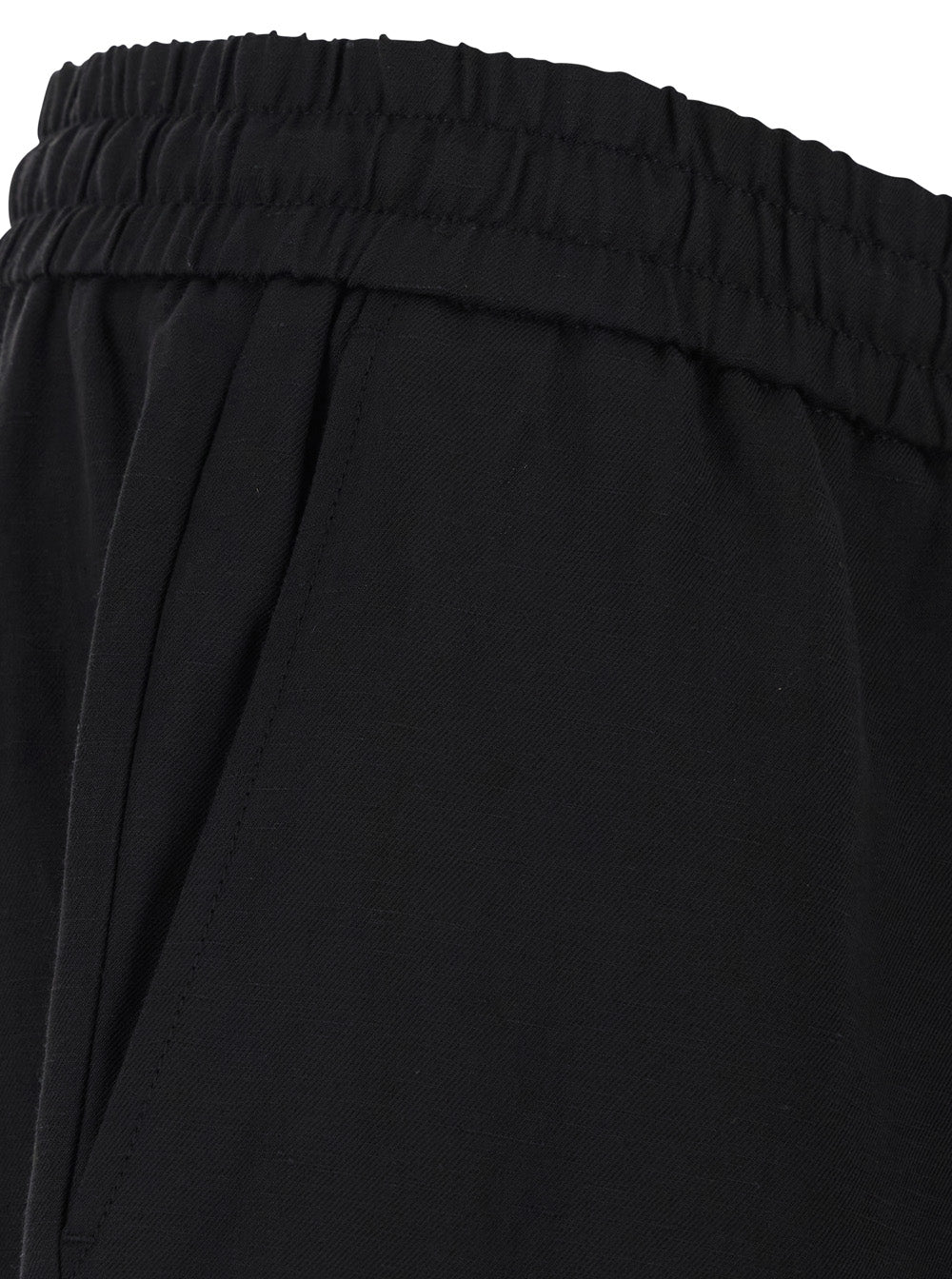 Pants Elasticated Waist Trousers Black With Elastic In Cotton Men