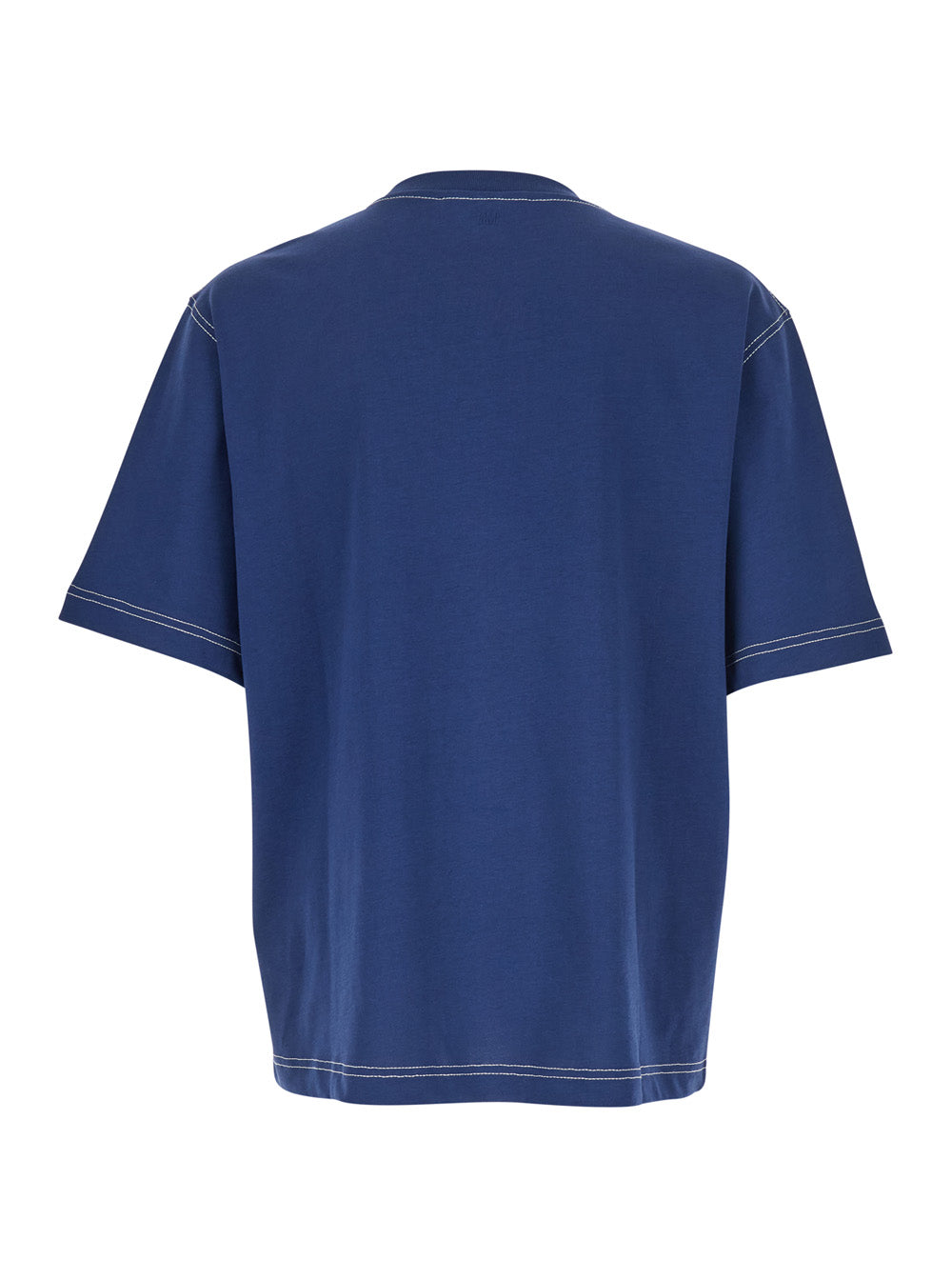 SHORT SLEEVES BOXY FIT TEESHIRT WITH TOPSTITCHED AMI DE COEUR Blu Tshirts And Polo Shirts
