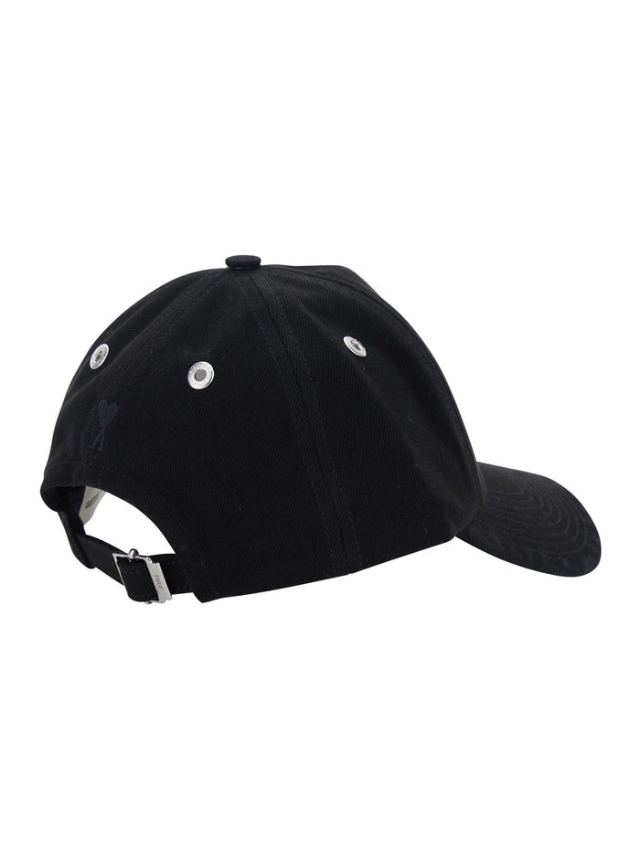 Black Baseball Cap with logo lettering on the front in Cotton for Men Hats And Gloves